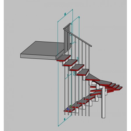 Межэтажная модульная лестница с поворотом 